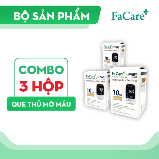 Ảnh của Combo 3 hộp Que thử mỡ máu (cholesterol) cho máy đo mỡ máu FaCare FC-M168