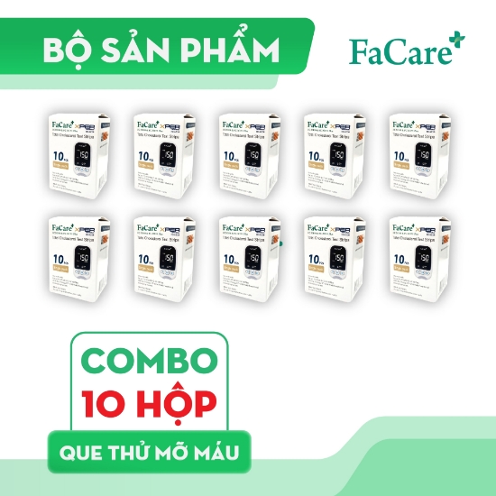 Ảnh của Combo 10 hộp Que thử mỡ máu (cholesterol) cho máy FaCare FC-M168 (TD-4216)