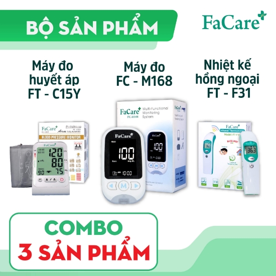 Ảnh của Combo Nhiệt kế hồng ngoại F31 + Máy đo huyết áp C15Y + Máy đo 5 in 1 M168